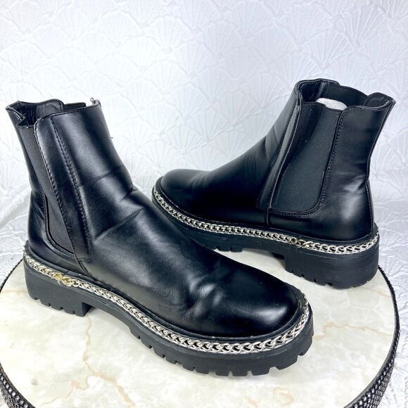 ASOS Truffle Collection Chunky Chelsea Boots Sz 7 Wide Black Retro Y2K Booties - Picture 12 of 15